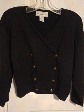 Margules Petites Black Double-Breasted Knit Cardigan